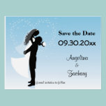 Blue Ombre Save The Date Wedding Post Card postcards