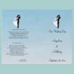 Blue Ombre Silhouette Formal Wedding Program flyers