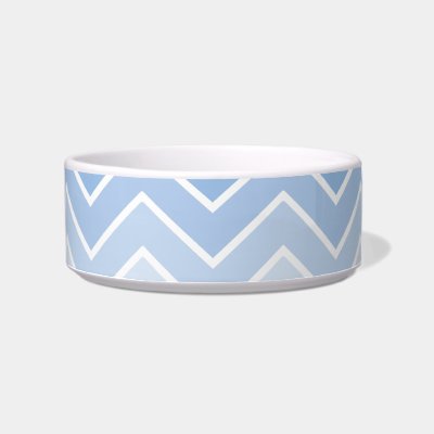 Blue Ombre Zig Zag Chevron Pattern Pet Bowls Cat Water Bowls