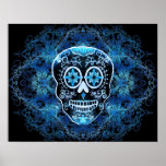 Blue on Black Calavera Print
