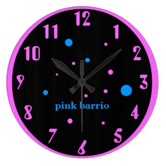 Blue on Black pink barrio Wall Clocks