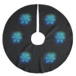 Blue on Black Snowflake Brushed Polyester Tree Skirt