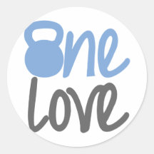 Blue "One Love" Round Sticker
