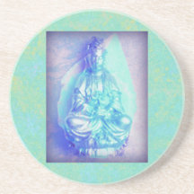 Blue Opal Kwan Yin sandstone coaster