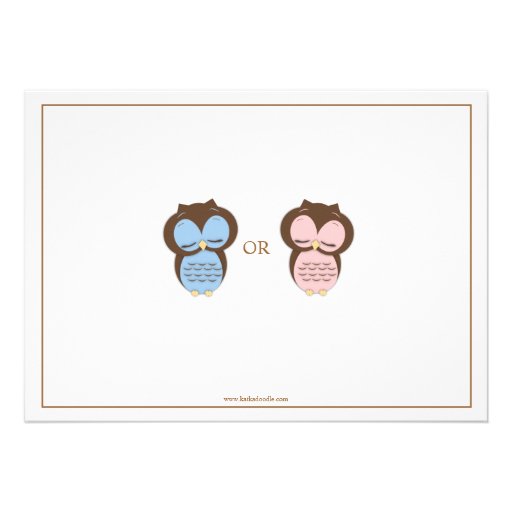 Blue or PInk Little Owls Baby Gender Reveal Party Custom Announcements