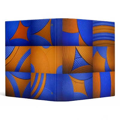 Blue & Orange Abstract Pattern 1" Binder by colourmatt