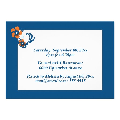 Blue orange engagement anniversary CUSTOM Invites