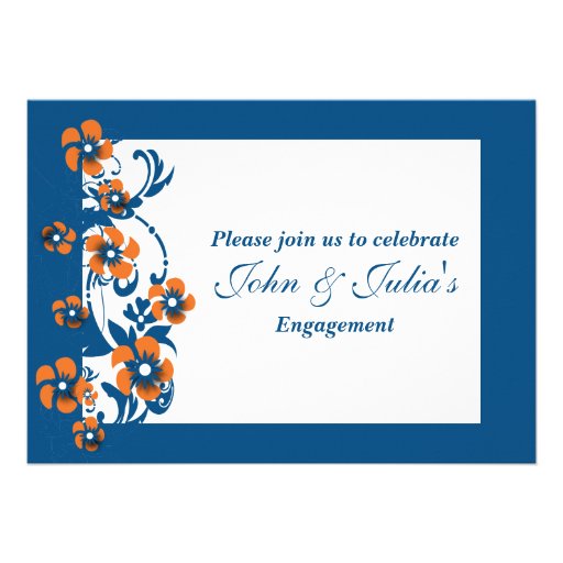 Blue orange engagement anniversary CUSTOM Invites