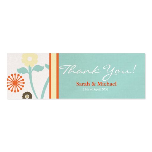 Blue & Orange floral Wedding favor Gift tag Business Card Template