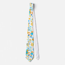 Blue orange flowers ties