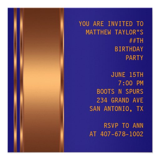 Blue Orange Southwestern Lizard Birthday Party Announcement
