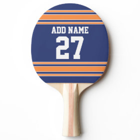 Blue Orange Sports Jersey with Your Name & Number Ping Pong Paddle