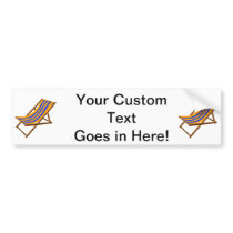 blue orange striped wooden beach chair.png bumper sticker