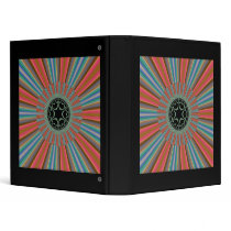 Blue Orange Sunburst Fractal Vinyl Binders