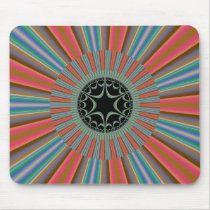 Blue Orange Sunburst Fractal Mousepad