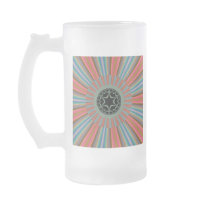 Blue Orange Sunburst Fractal Mug
