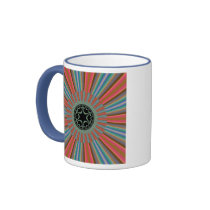 Blue Orange Sunburst Fractal Coffee Mugs