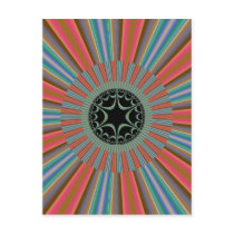 Blue Orange Sunburst Fractal Post Card