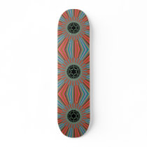 Blue Orange Sunburst Fractal Skateboard Decks