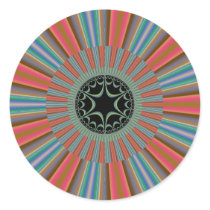 Blue Orange Sunburst Fractal Stickers