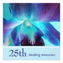 Blue Orchid 25th Wedding Anniversary Invitation