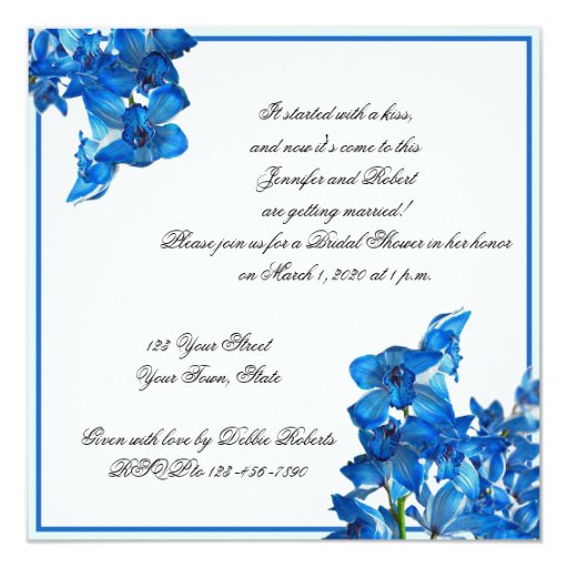 Blue Orchid Bridal Shower Invitation Zazzle