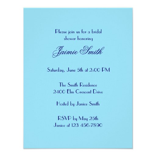 Blue Orchid Bridal Shower Invitation