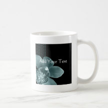 Blue Orchid on Black Coffee Mug