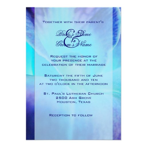 Blue Orchid Wedding Invitation