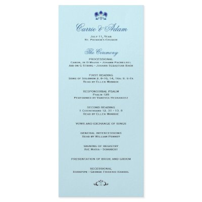 Blue Orchid Wedding Program Rack Card Template by InspiredWeddings