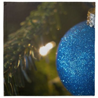 Blue Ornament Christmas Printed Napkin
