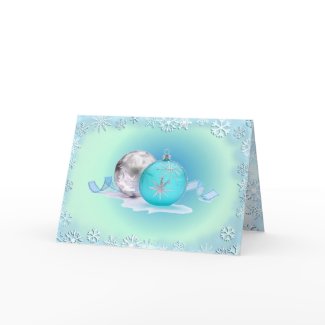 BLUE ORNAMENTS & SNOWFLAKES by SHARON SHARPE card