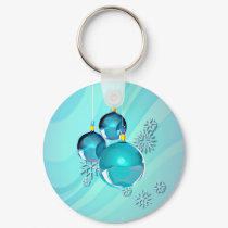BLUE ORNAMENTS & SNOWFLAKES by SHARON SHARPE keychains