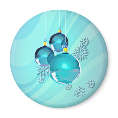 BLUE ORNAMENTS & SNOWFLAKES by SHARON SHARPE magnets