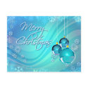 BLUE ORNAMENTS & SNOWFLAKES by SHARON SHARPE postcard