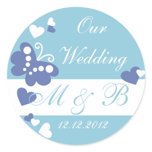 Blue Our Wedding Monogram Sticker sticker