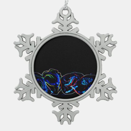 blue outline pepers dark neon ornament