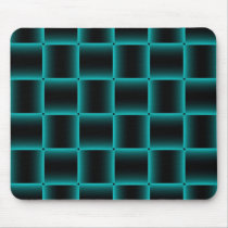 Blue-Outlined Black Square Pattern Mousepad