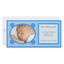 Blue Oval Striped New Baby Photo Card photo cards by CuddleTree Blue Oval Striped New Baby Photo Card photo cards