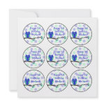 Blue Owl 3rd Birthday Cupcake Toppers Personalized Invitation