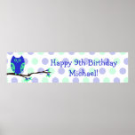 Blue Owl 9th Birthday Personalized Sign Poster