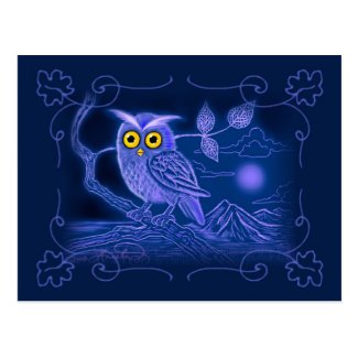 Blue Owl Art Postcard
