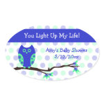 Blue Owl Baby Shower Candle Jar Favor Tags zazzle_sticker