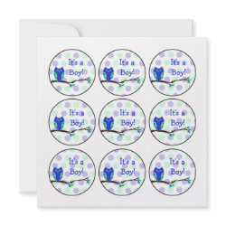 Blue Owl Baby Shower Cupcake Toppers or Favor Tags invitation