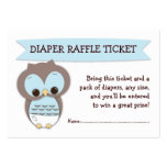 Blue Owl Baby Shower Diaper Raffle Ticket Insert Business Card Template