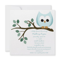 Blue Owl Baby Shower Invitation