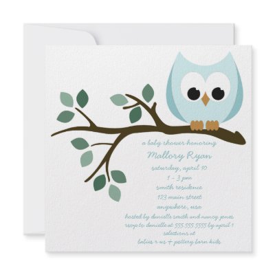 Blue Owl Baby Shower Invitation (10-pack)