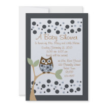 Blue Owl Baby Shower Invitation