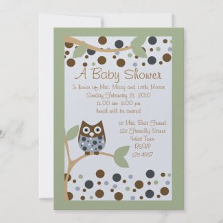 Blue Owl Baby Shower Invitation invitation