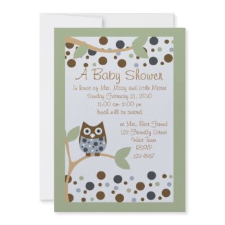 Blue Owl Baby Shower Invitation